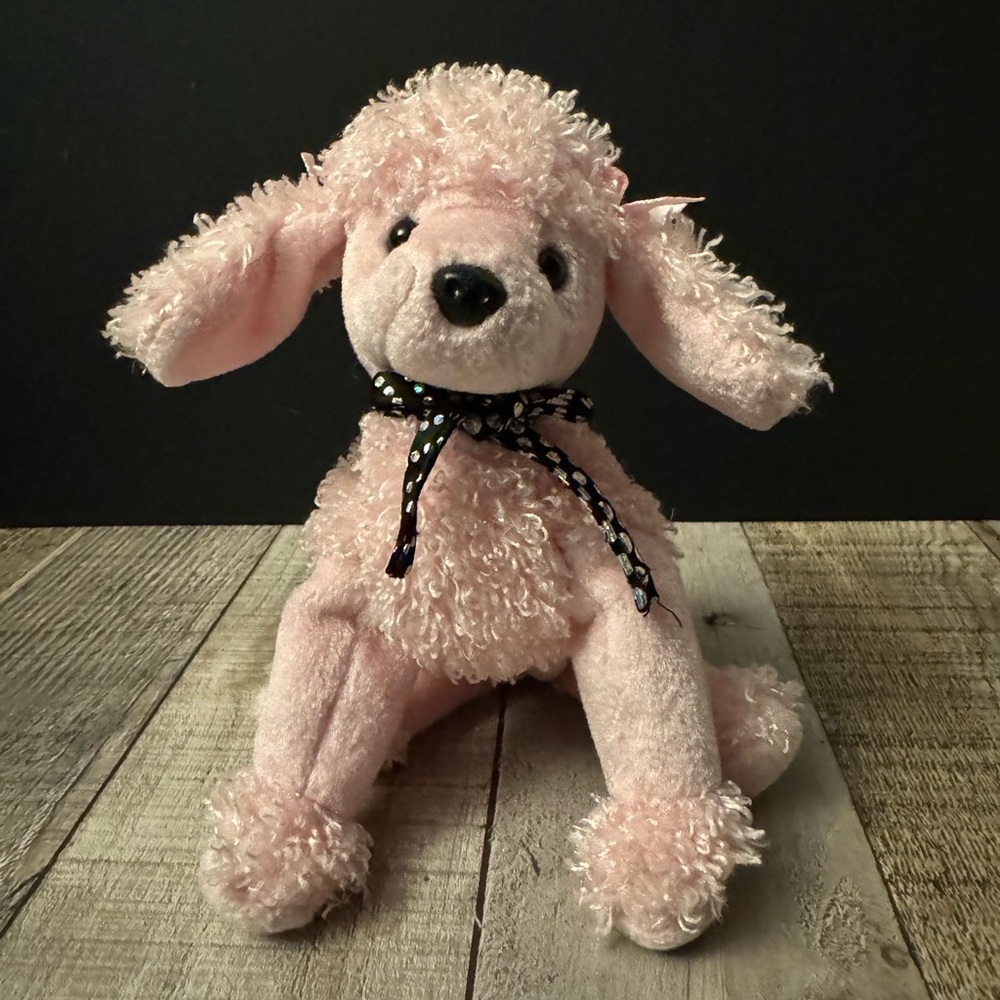 Brigitte Pink Poodle Plush Toy Dog Vintage 2001 TY Beanie Buddy